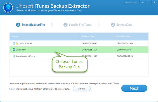 Jihosoft iPhone Backup Extractor