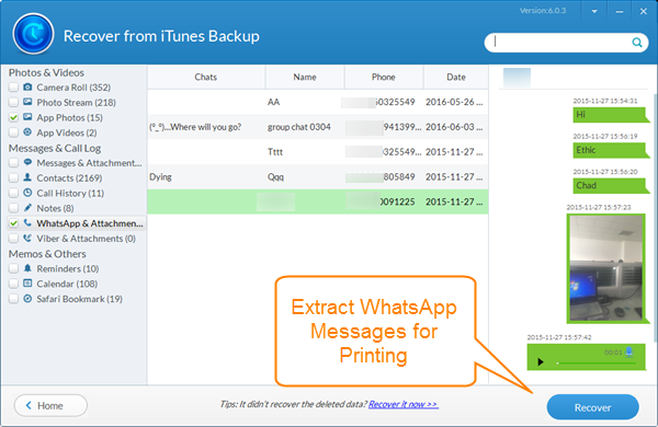 Print WhatsApp Messages on iPhone