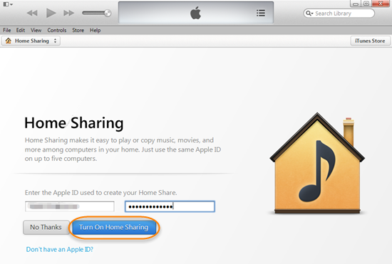 Turn on Home Sharing