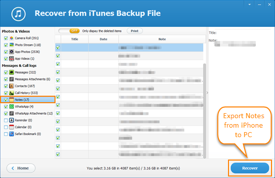 Backup Notes on iPhone with Free iPhone Backup Extractor