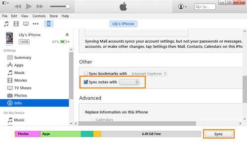 Use iTunes to Sync iPhone Notes with Outlook 