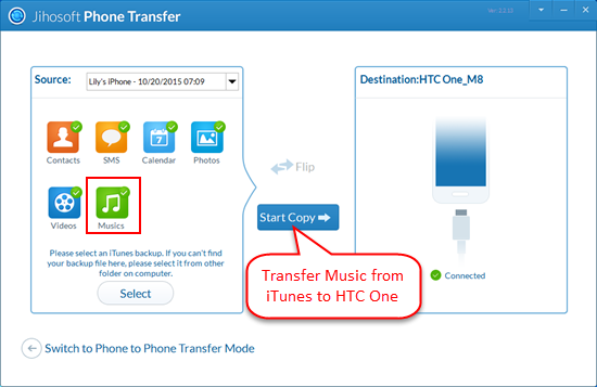 Transfer Music/Playlists from iTunes to HTC One A9/M10