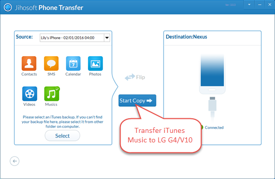 Transfer iTunes Music to LG G3/G4/V10