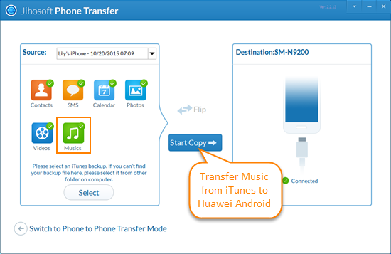 Transfer Music from iTunes to Huawei Android Phone