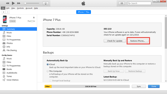 How to Erase iPhone from iTunes