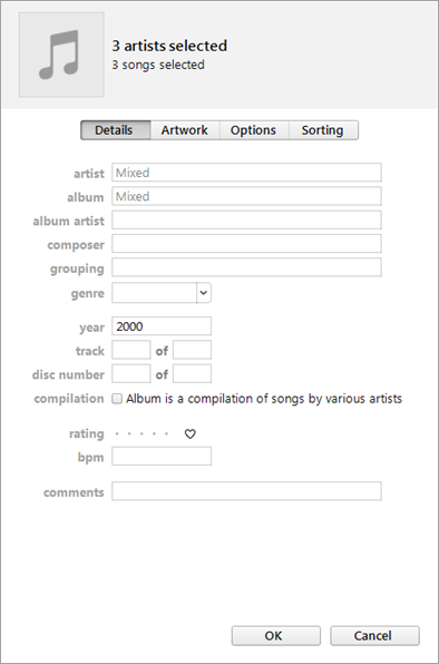 Method to tag Multiple Songs in iTunes