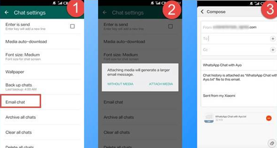 Transfer WhatsApp chats from Android to iPhone Using Email Chat