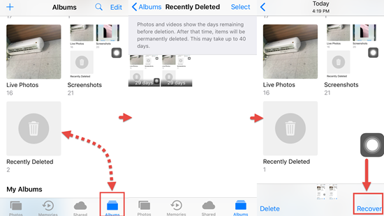 Recover Deleted Photos from Recently Deleted