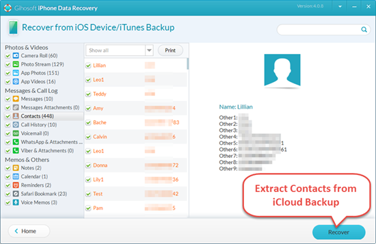 Extract Contacts from iCloud Backup