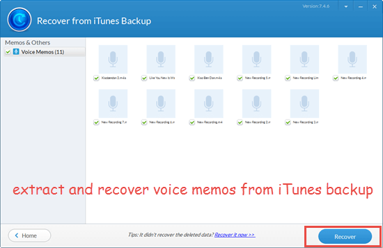 ecover Lost Voice Memos with Jihosoft Free iPhone Backup Extractor