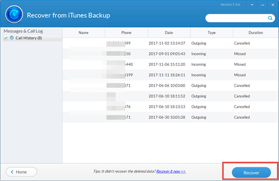 Extract deleted iPhone call logs from iTunes backup